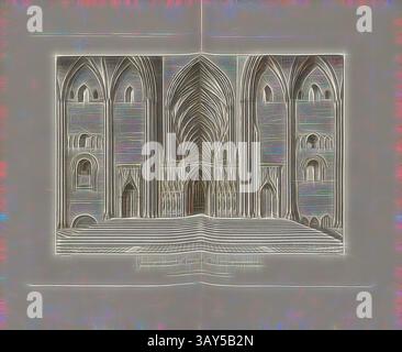 Eine auffällige Darstellung einer großen architektonischen Struktur mit komplizierten Bögen und raffinierten Eingängen vor einem strukturierten Hintergrund, der die kunstvollen Details und Symmetrie des Designs hervorhebt., der äußere Teil des Chors of the West Prospect, Chor der Old St Paul's Cathedral in London, signiert: After Hollar; graviert von W. Find; herausgegeben von Lackington & Co. Und Longman & Co., PL. XLII, S. 108, Hollar, Wenzel (Zeichnung); Finden, W. (Kupferstich); Lackington & Co (publ.); Longman & Co. (publ.), William Dugdale, Henry Ellis: die Geschichte der Saint Paul's Cathedral in London, aus ITS Stockfoto