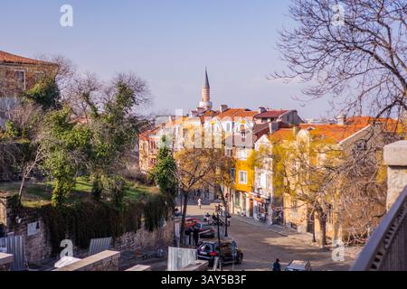 Historische Gebäude in der Altstadt von Plovdiv, Bulgarien - die älteste Stadt Europas Stockfoto