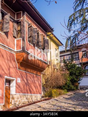 Historische Gebäude in der Altstadt von Plovdiv, Bulgarien - die älteste Stadt Europas Stockfoto