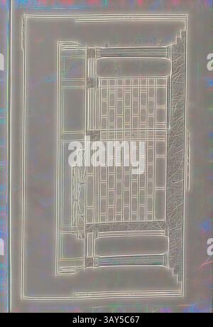 Eine Ansicht von oben nach unten eines Fensters mit komplizierten Jalousien mit geometrischen Mustern und Texturen. Das Design betont den Kontrast zwischen dem durchströmenden Licht und den Strukturen der Jalousien., Ionischer Tempel am Ilissus. Pl. V, Südseite des Tempels in Ilissos in Athen, signiert: HWE sc, PL. XI, ext. I, Eberhard, Heinrich Wilhelm (sc.), 1829, James Stuart, Revett Nicholas: die Alterthümer zu Athen. Erster Theil. Leipzig und Darmstadt: Verlag von Carl Wilhelm Leske, [1829], Klassische Kunst mit modernem Twist von Artotop neu interpretiert Stockfoto