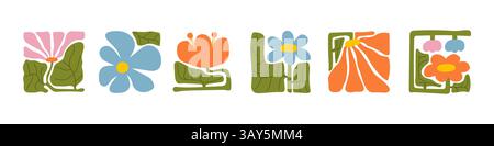 Blumen- und Blattdesign in abstrakter Form mit Doodle-Design zum Drucken Stock Vektor
