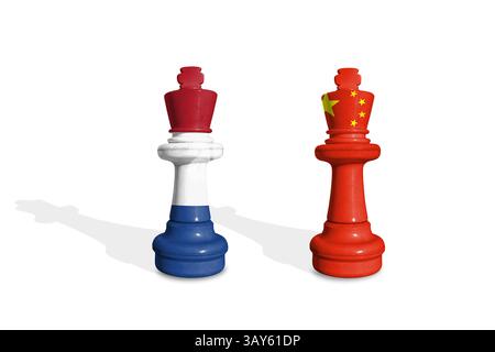 Schach aus Holland- und China-Flaggen. Handel, Zoll, Zoll und Zölle Krieg Stockfoto
