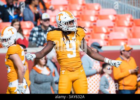12. November 2016: Wide Receiver Marquez Callaway #9 der Tennessee Volunteers verliert sich vor dem NCAA Football Spiel zwischen den University of Tennessee Volunteers und der University of Kentucky Wildcats im Neyland Stadium in Knoxville, TN Tim Gangloff/CSM(Credit Image: &Copy; Tim Gangloff/CSM via ZUMA Wire) Stockfoto