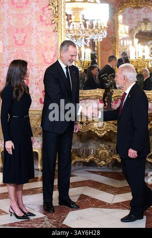 König Felipe VI. Von Spanien, Königin Letizia von Spanien, nimmt am 22. April 2025 im Königspalast in Madrid Teil Stockfoto