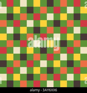 Lebendiges, nahtloses, kariertes Gittermuster für Weihnachten, Weihnachten und ein frohes neues Jahr. Quadrate in festlichen Farben erzeugen ein geometrisches Vektordesign. Ideal für Stock Vektor