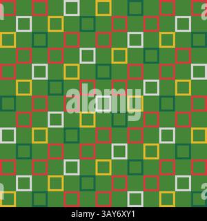 Nahtlos kariertes lineares Gittermuster für Weihnachten, Weihnachten und ein frohes neues Jahr. Quadrate in festlichen Farben mit geometrischem Design. Vektorhintergrund für Feiertage Stock Vektor