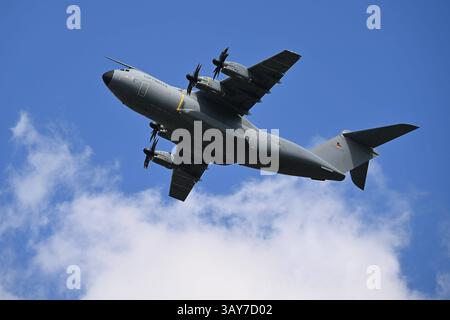 Airbus A400 M Atlas der Luftwaffe startete vom Flughafen Franz Josef Strauss in München. *** Der Airbus A400 M Atlas der deutschen Luftwaffe startet vom Flughafen Franz Josef Strauss in München Stockfoto