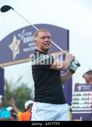23. Oktober 2016: Haikou, Hainan, China – Fußballspieler Paul Scholes auf dem Blackstone-Kurs im Mission Hills Resort Haikou während der 2. Runde des 4. World Prominent Pro-am. . Blackstone Course, Mission Hills Resort, Haikou, Hainan Island China. (Bild: © Jayne Russell Via ZUMA Wire) Stockfoto