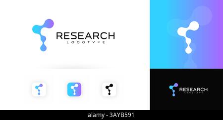 Abstraktes Forschungslogo mit Gradient Fluid Shapes, Fusion Dots Emblem für Wissenschaft, Technologie, Medizin, Innovation Branding. Vektor-Logo Stock Vektor