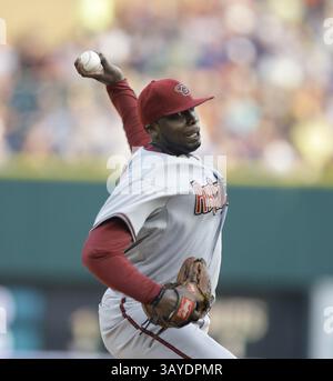 18. Juni 2010 – Michigan, MI, USA – die ehemaligen Detroit Tigers und jetzt Arizona Diamondbacks starten den Pitcher Dontrelle Willis im 1. Inning gegen die Detroit Tigers in Detroit, MI am Freitag, 18. Juni 2010. JULIAN H. GONZALEZ/Detroit Free Press (Foto: © Detroit Free Press/ZUMApress.com) Stockfoto