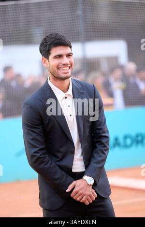 22. April 2025, Madrid, Spanien: Carlos Alcaraz nimmt am 22. April 2025 an der Premiere von Carlos Alcaraz: A mi manera im Torre Picasso in Madrid, Spanien Teil (Foto: © Jack Abuin/ZUMA Press Wire). Nicht für kommerzielle ZWECKE! Stockfoto
