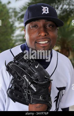 Februar 2010 – Lakeland, Florida, USA – Detroit Tigers startet Pitcher DONTRELLE WILLIS #21 während des Fototages. (Bild: © Scott A. Miller/ZUMApress.com) Stockfoto