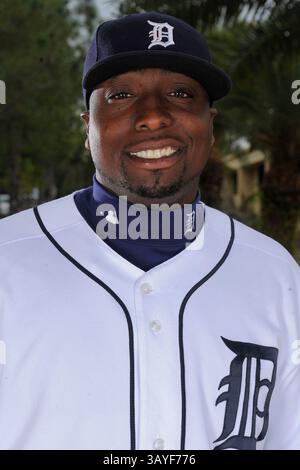Februar 2010 – Lakeland, Florida, USA – Detroit Tigers startet Pitcher DONTRELLE WILLIS #21 während des Fototages. (Bild: © Scott A. Miller/ZUMApress.com) Stockfoto