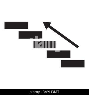Symbol für Treppenpfeil. Wachstumsform des Fortschritts. Erfolgsvektorschritt. Grafik der Kletterleiste. Stock Vektor