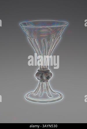 Ein elegant gestaltetes Glas mit ausgestelltem Rand und komplizierten Stieldetails, das eine zarte und künstlerische Silhouette zeigt. Becher mit Jagdszenen, um 1680, Böhmen, Tschechische Republik, Böhmen, Glas, H 16,5 cm (1/2 Zoll) Klassische Kunst mit modernem Touch, neu interpretiert von Artotop Stockfoto
