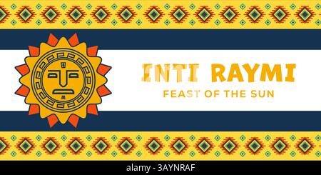 inti raymi fest der Sonne horizontale Banner Illustration Stock Vektor