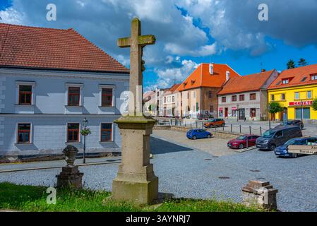 Namest nad Oslavou, Tschechische republik, 5. Juli 2024: Masarykovo namesti im Stadtzentrum von Namest nad Oslavou, Tschechische republik. BILD Stockfoto