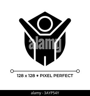 Recht auf Leben, Freiheit, persönliche Sicherheit Pixel perfekte Glyphe solides Symbol Stock Vektor