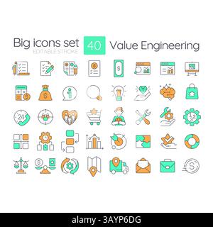 Farbsymbole für Wertebaulinie festgelegt Stock Vektor