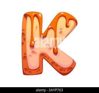 Desserttafel, süße Süßwaren mit Karamellsirup, Vektor-Zeichentrickschrift. Dessert-Schriftart und englisches Alphabet Art von Bäckerei süße PA Stock Vektor