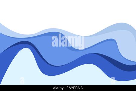 Blauer welliger Wasserstil Papercut Hintergrund Vektor Stock Vektor