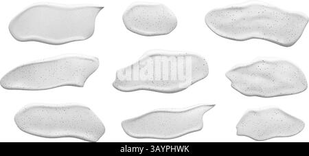 Creme Probe Körperzucker Peeling Textur für kosmetische Hautpflege und Schaumdesign. Gesichtsreinigung, Schönheits- und Körperpflegekonzepte. Stock Vektor