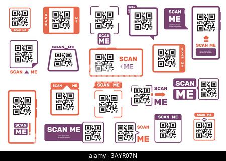 QR-Code-Aufkleber. Barcode-Scanner-Aufkleber für Produktverpackungen, QR-Codes für mobile Apps, Preisschild für Einzelhandelsscanner-App. Vektor Stock Vektor