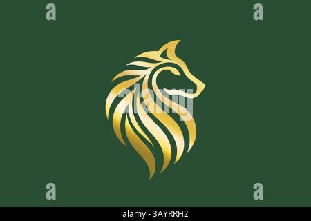 Elegantes abstraktes Gold Wolf Logo luxuriöses majestätisches elegantes und modernes Design Stock Vektor