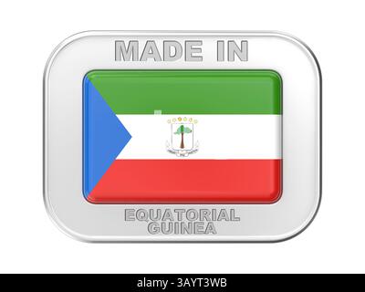 Hergestellt in Äquatorialguinea, silbernes Abzeichen mit der Flagge Äquatorialguineas Stockfoto