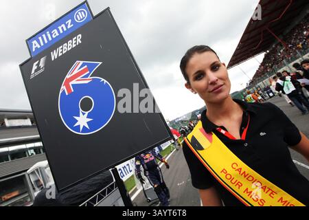 29. August 2010 - Spa-Francorchamps, Belgien - Grid Girl... Formel-1-Weltmeisterschaft, Rd 13, Grand Prix Von Belgien, Rennen. (Vermerk: © Sutton Motorsports/ZUMApress.com) Stockfoto