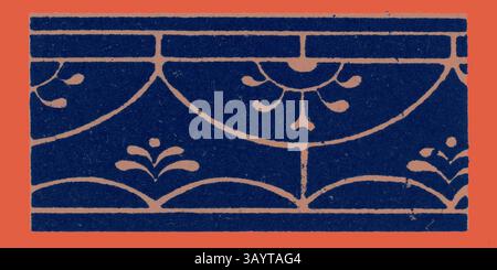 Ein kompliziertes Design mit floralen Motiven und geschwungenen Linien, angeordnet in einem sich wiederholenden Muster vor einem kontrastierenden Hintergrund. Die Elemente erwecken ein Gefühl von Eleganz und Handwerkskunst. Pompeji Ornament Klassische Kunst mit modernem Touch, neu gestaltet von Artotop Stockfoto