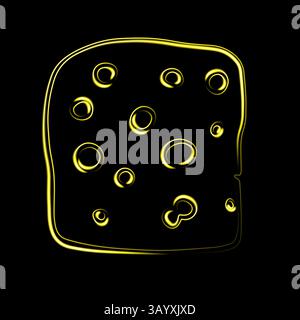 Vektor-isolierte Illustration eines Stücks Käse mit Neon-Effekt. Stock Vektor