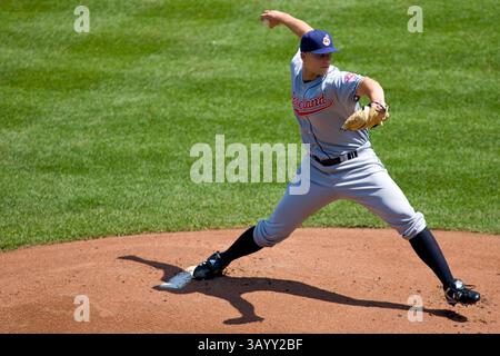 September 2009 - Baltimore, Maryland, U.. S - 30 Aug. 2009: Cleveland Indians Justin Masterson (63) während des Spiels zwischen den Cleveland Indians und den Baltimore Orioles bei Camden Yards in Baltimore, Maryland, bei dem Baltimore Orioles 5-2 gewann (Credit Image: © Southcreek Global/ZUMApress.com) Stockfoto