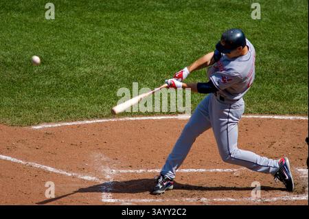 September 2009 - Baltimore, Maryland, U.. S - 30. August 2009: Cleveland Indians Grady Sizemore (24) während des Spiels zwischen den Cleveland Indians und den Baltimore Orioles bei Camden Yards in Baltimore, Maryland, bei dem Baltimore Orioles 5-2 gewann (Credit Image: © Southcreek Global/ZUMApress.com) Stockfoto