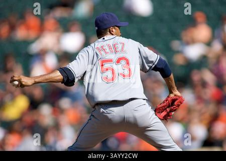 September 2009 - Baltimore, Maryland, U.. S - 30 Aug. 2009: Cleveland Indians Rafael Perez (53) während des Spiels zwischen den Cleveland Indians und den Baltimore Orioles bei Camden Yards in Baltimore, Maryland, bei dem Baltimore Orioles 5-2 gewann (Credit Image: © Southcreek Global/ZUMApress.com) Stockfoto
