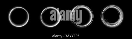 Vier progressive Kreisformen vor tiefem und dunklem Hintergrund sorgen für eine beeindruckende visuelle Wirkung Stock Vektor