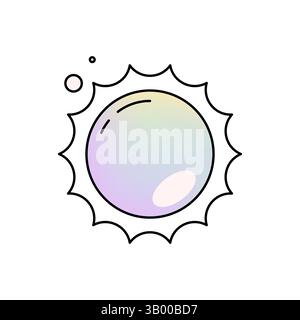 Vektor-Sonnensymbol oder Solarenergiesymbol, Weltraumstern Clipart. Heller Himmelskörper mit strahlendem Licht und kosmischem Glanz. Himmel Natur für Sonnenuntergang oder Sonnenaufgang Stock Vektor
