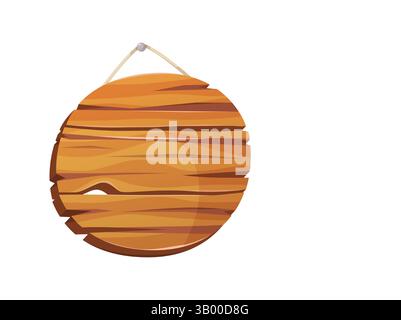 Rundes Vektorzeichen oder wildes westliches Holzbrett. Altes Informationsbanner oder leeres Retro-Schild. Leerer Platz für Informationen. Schilder oder Planken. Stock Vektor