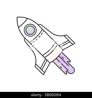 Raketensymbol oder Startsymbol des Space Shuttles. Vektorraumschiff oder Astronautikschiff für interstellare Reisen, Tiefenweltraumforschung. Stock Vektor