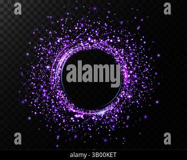 Faszinierender magischer Purple Sparkling Circle mit wunderschönen Glitzereffekten, die das Auge verzaubern Stock Vektor