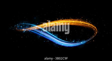 Erleben Sie die dynamische blaue und orangefarbene Lichtwelle in diesem atemberaubenden abstrakten Design mit moderner künstlerischer Grafik Stock Vektor