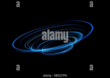 Ein abstraktes Kunstdesign mit einer faszinierenden blauen Lichtspirale, die Kreativität und moderne Ästhetik ausstrahlt Stock Vektor
