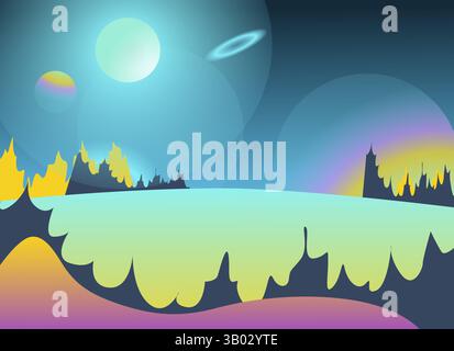 Leerraum. Fantastische außerirdische Welt. Vektorabbildung Stock Vektor