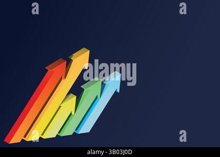 Visualisierung des Unternehmenswachstums mit vier Pfeilen nach oben, die Erfolg und Fortschritt anzeigen Stock Vektor