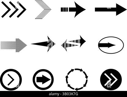 Diverse Pfeilsymbole – vielseitige Vektorkollektion für Grafikdesign und Navigation Stock Vektor