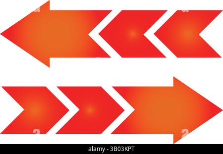 Auffällige Rote Und Orangefarbene Verlaufspfeile Gegeneinander – Dynamische Visuelle Hervorhebung Stock Vektor