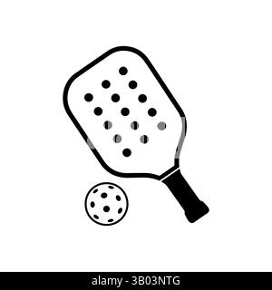 Pickleball-Paddel-Umrissvektor flach Illustrationsdesign. Stock Vektor