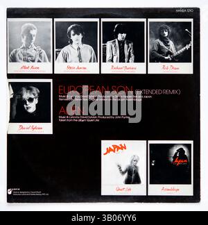 Rückseitencover der 12-Zoll-Single von European Son von Japan, die 1982 veröffentlicht wurde Stockfoto