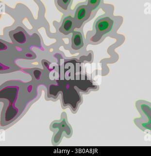 Ein abstraktes Design mit organischen Formen und lebendigen Farben, das ein dynamisches Zusammenspiel von Formen schafft, das Bewegung und Tiefe suggeriert. Eine detaillierte Illustration eines kugelförmigen Objekts mit einer Mischung abstrakter Muster in Grün-, Lila- und Grautönen, die einem Himmelskörper oder einem Planeten mit ungewöhnlichen Oberflächenstrukturen und -Formationen ähneln. Klassische Kunst mit einem modernen Twist von Artotop, transformierte französische Stoffe, erste Hälfte des 19. Jahrhunderts, klassische Kunst mit einem modernen Twist von Artotop Stockfoto