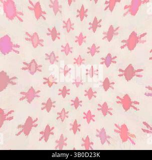 Ein verspieltes Muster mit skurrilen Figuren in Rosa-Tönen, angeordnet in einem faszinierenden, sich wiederholenden Design, das ein Gefühl von Tiefe und Bewegung erzeugt. Ein kreisförmiges Design mit einem dezenten Muster aus kleinen Blumenformen in Rosa-Tönen, das eine weiche und zarte Ästhetik schafft. Klassische Kunst mit einem modernen Twist von Artotop, transformierte französische Stoffe, erste Hälfte des 19. Jahrhunderts, klassische Kunst mit einem modernen Twist von Artotop Stockfoto